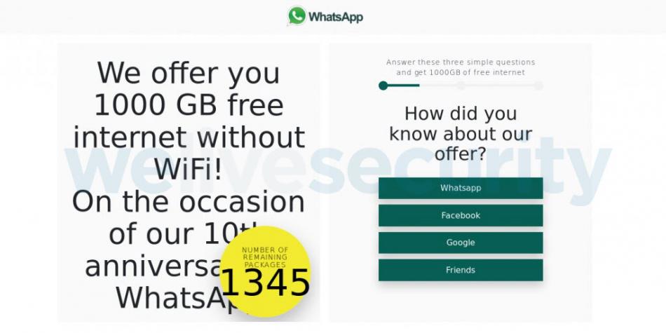 Ojo con cadena de WhatsApp que ofrece 1000 GB de internet gratis